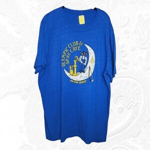 NWT Olympic Club & Spar Cafe “On The Quest” Blue T-Shirt Size 2X